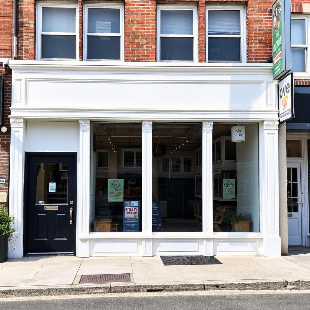Freshly painted small business storefront exterior