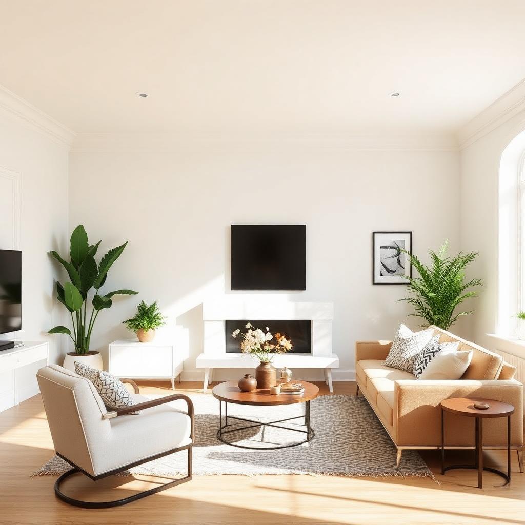 Freshly painted bright modern living room interior